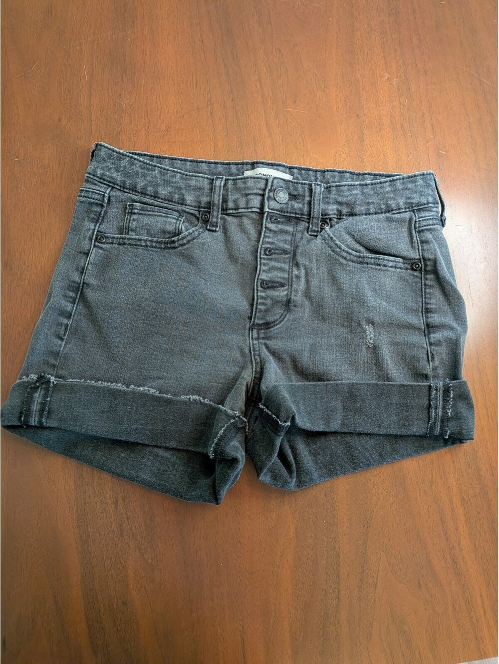 Sonoma Black Denim Shorts Women's Size 8 Cuffed Stretch Mid Rise